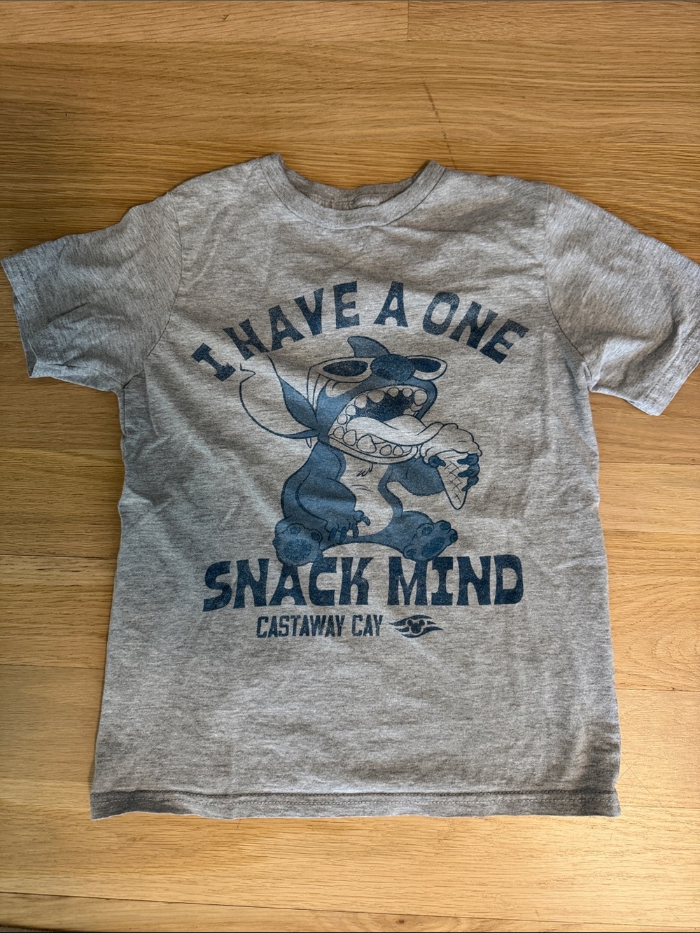 Castaway Cay Gray Short-Sleeve Tee with Navy Graphic 'I Have a One Snack Mind'